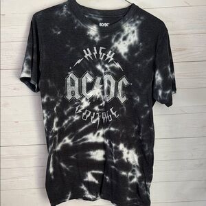 AC/DC High Voltage Size Medium Faded Black and White Tie-Dye Tee
